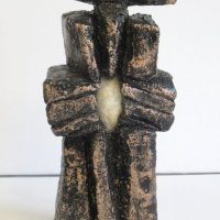 26. Cocoon. 18cm. Ceramic. Animal bone. Wool. Paint. Varnish.